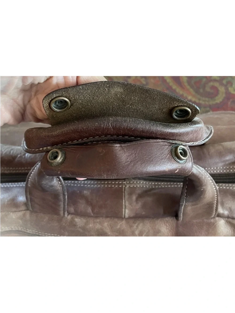LL Bean Brown Leather Messenger Bag - Classic Work Satchel